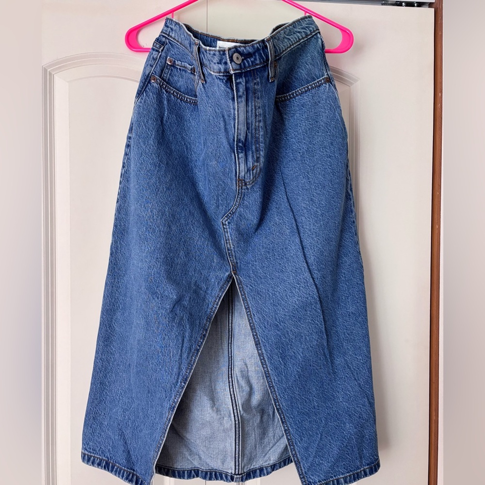 Abercrombie & Fitch Blue Denim Midi Skirt